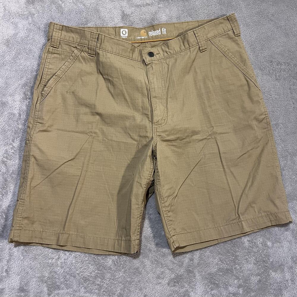 Carhartt Force Tappen Work Relaxed Fit Shorts Mens 42 Beige Ripstop Work Utility